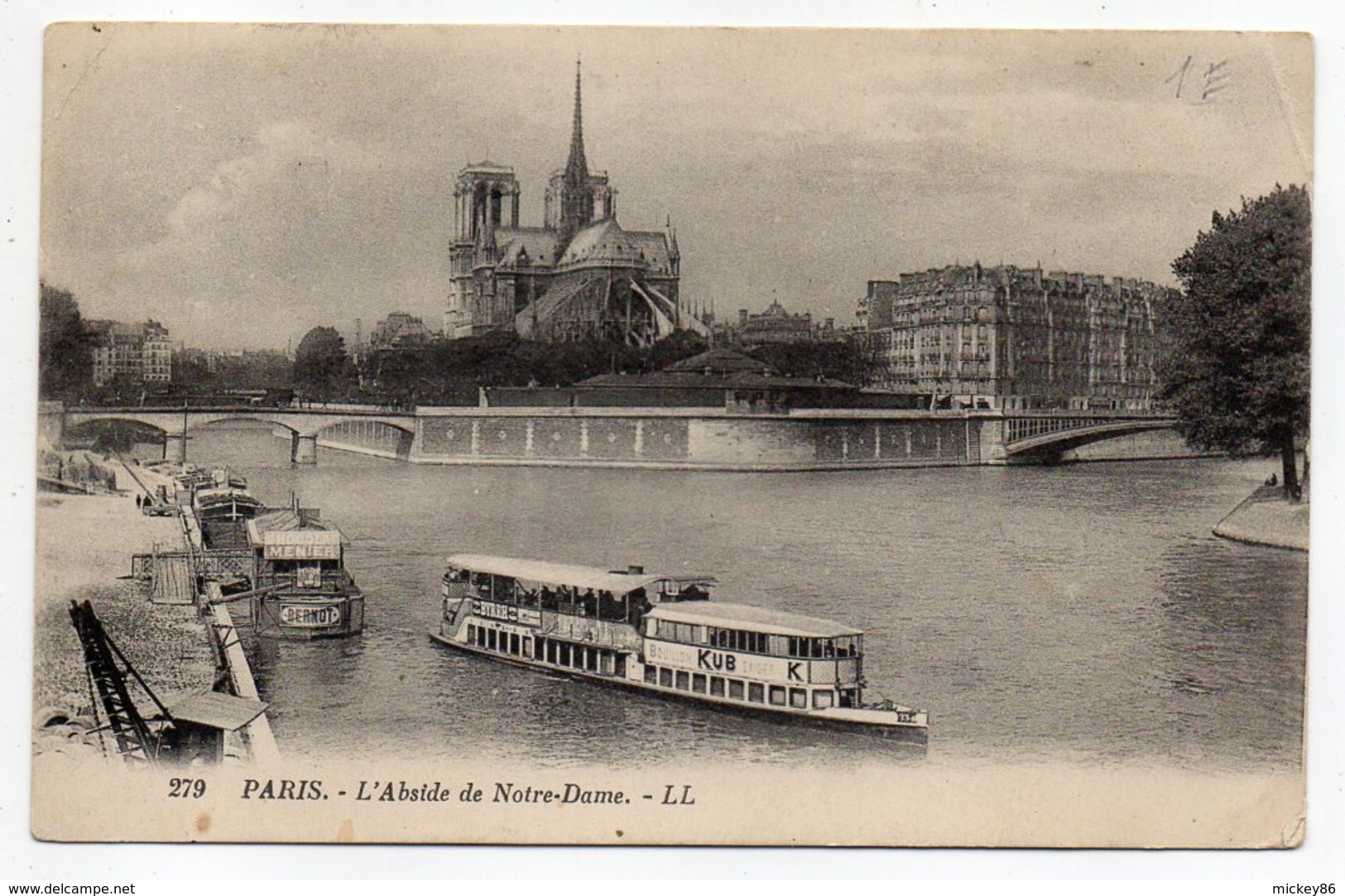 PARIS 4° -- L'Abside De La Cathédrale Notre-Dame (péniches,pub KUB, BYRRH,BERNOT....) - Paris (04)