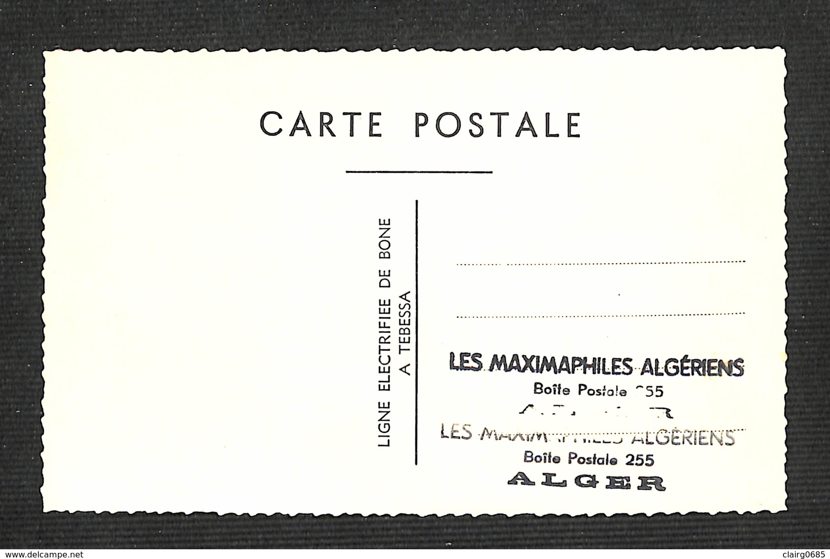 ALGÉRIE - Carte Maximum - LIGNE ELECTRIFIEE DE BONE A TEBESSA - 1957 - Cartes-maximum