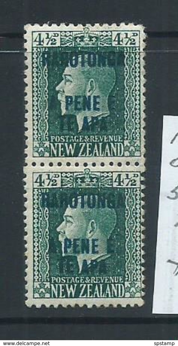 Cook Islands 1919 KGV 4&1/2d Green Vertical Mixed Perf Pair MLH / MNH - Cook Islands