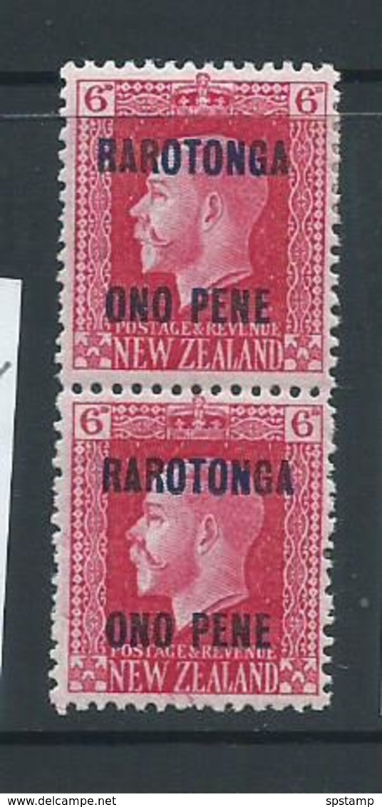 Cook Islands 1919 KGV 6d Carmine Vertical Mixed Perf Pair MLH - Cook Islands