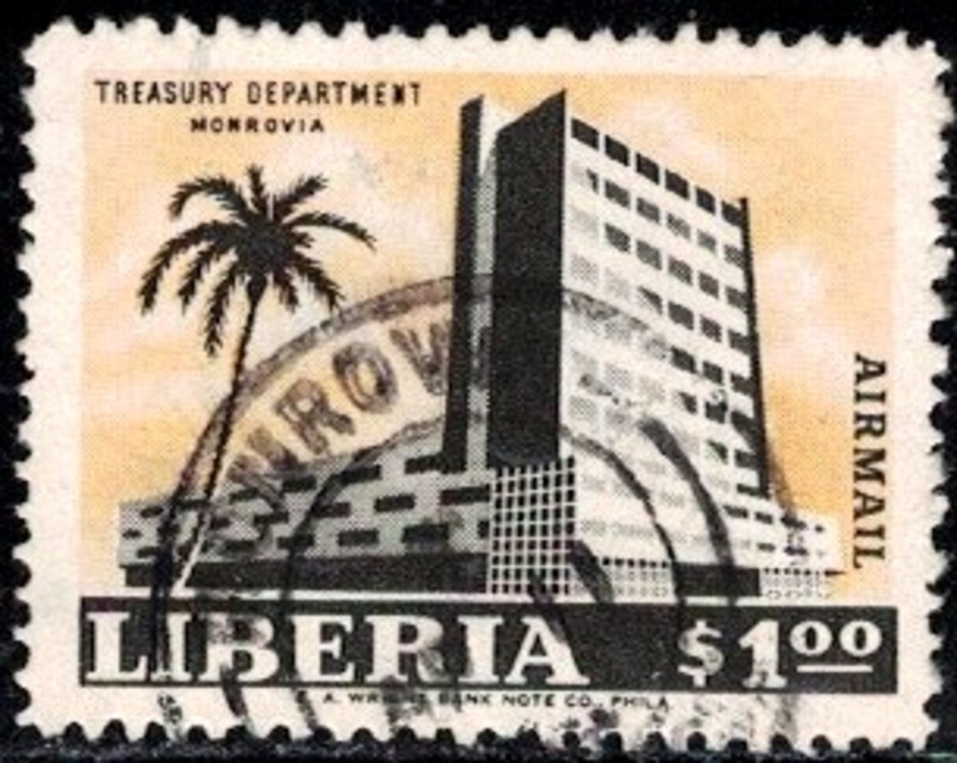 Treasury Department Building, Monrovia, Liberia Stamp SC#C148 Used - Liberia