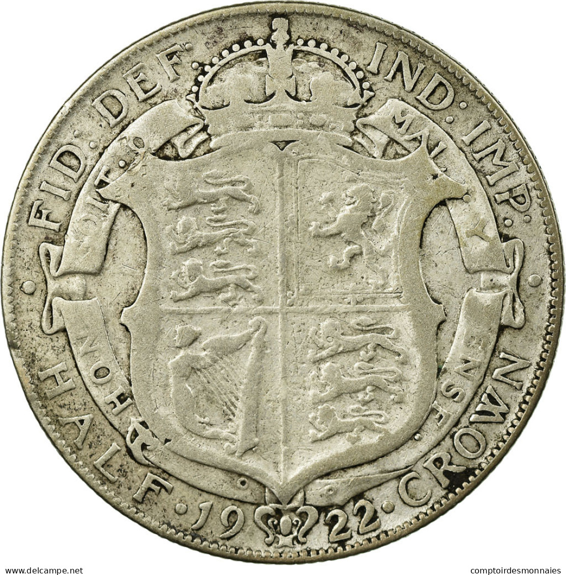 Monnaie, Grande-Bretagne, George V, 1/2 Crown, 1922, TB+, Argent, KM:818.1a - K. 1/2 Crown