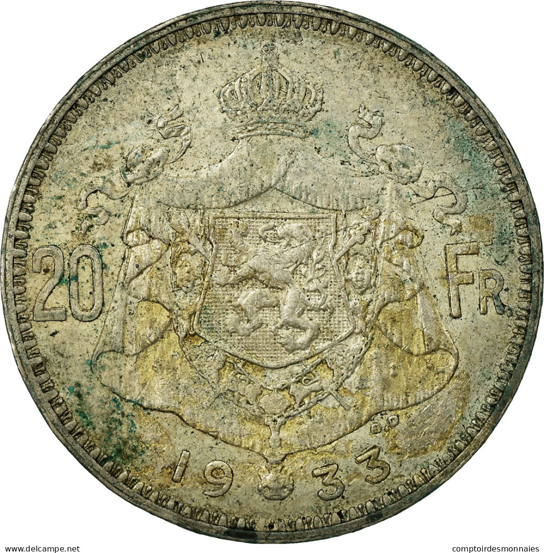 Monnaie, Belgique, 20 Francs, 20 Frank, 1933, TB+, Argent, KM:103.1 - 20 Francs & 4 Belgas
