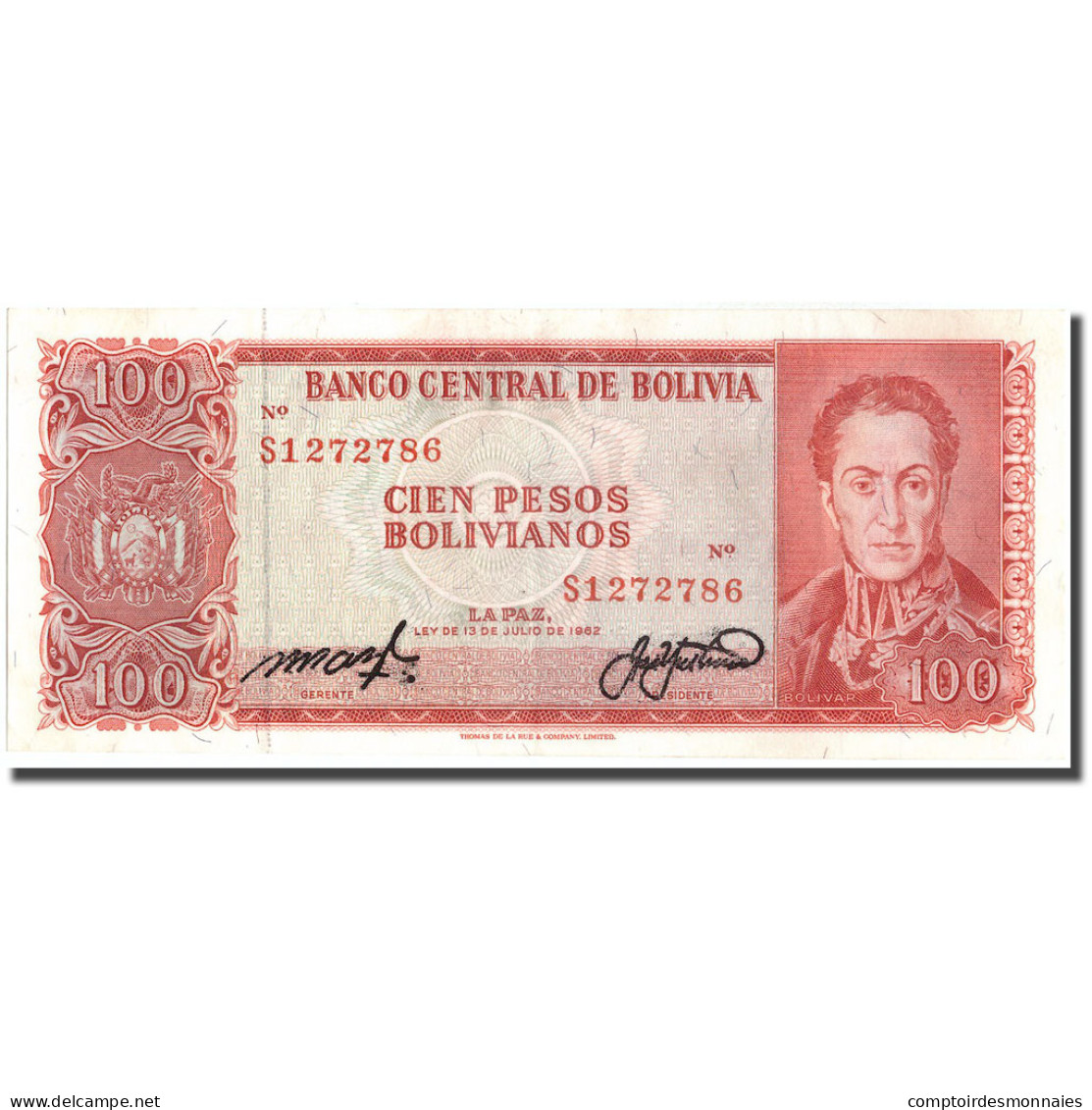 Billet, Bolivie, 100 Pesos Bolivianos, 1962, 1962-07-13, KM:164A, TTB+ - Bolivien