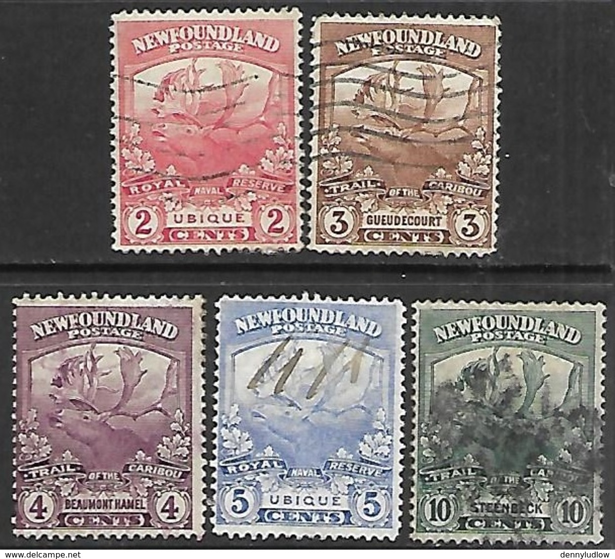 Newfoundland   1919   Sc#116-9 122   5 Diff Moose  Used   2016 Scott Value $9.10 - 1908-1947