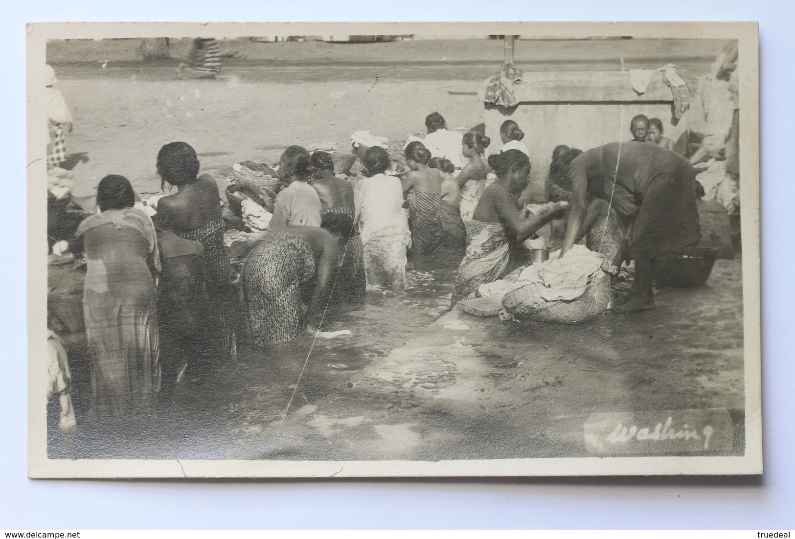 Women Washing In The River Real Photo Postcard - Other & Unclassified