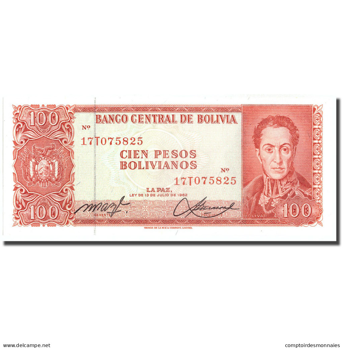 Billet, Bolivie, 100 Pesos Bolivianos, 1962, 1962-07-13, KM:164A, SPL - Bolivien