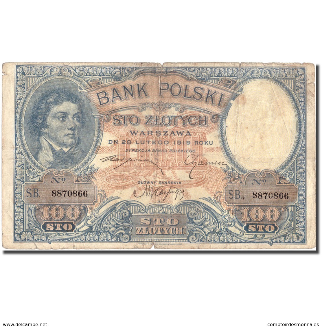 Billet, Pologne, 100 Zlotych, 1919, 1919, KM:57, TB - Polen