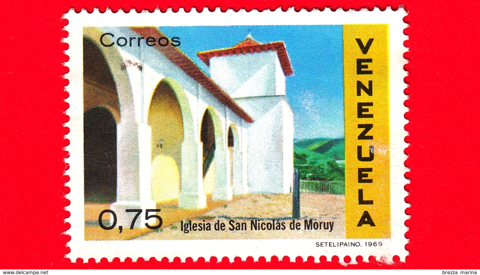 VENEZUELA - Usato - 1970 - Architettura Coloniale - Chiesa Di San Nicolas De Moruy (1969) - 0.75 - Venezuela