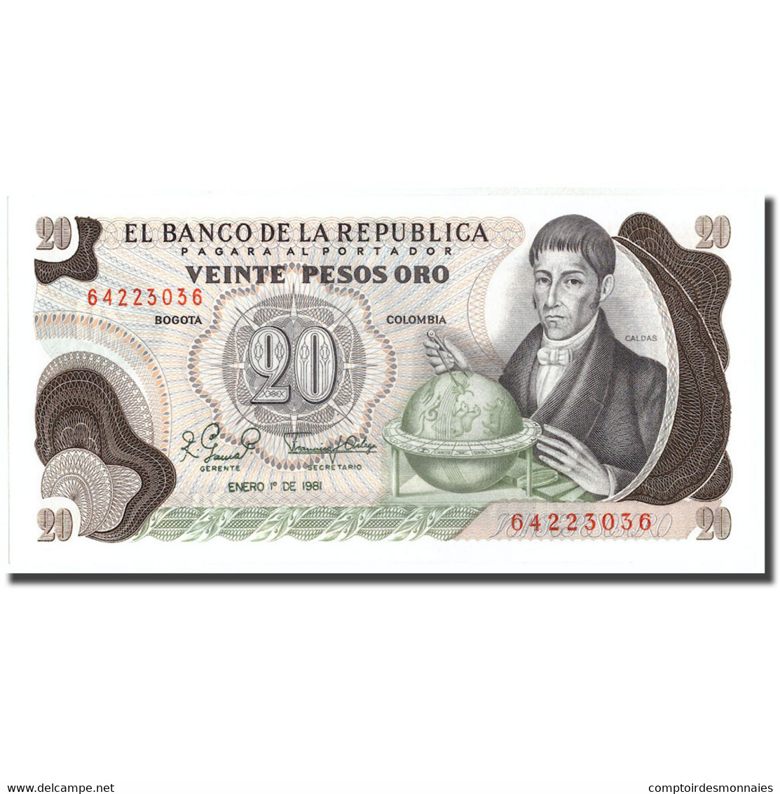 Billet, Colombie, 20 Pesos Oro, 1981, 1981-01-01, KM:409d, NEUF - Colombie