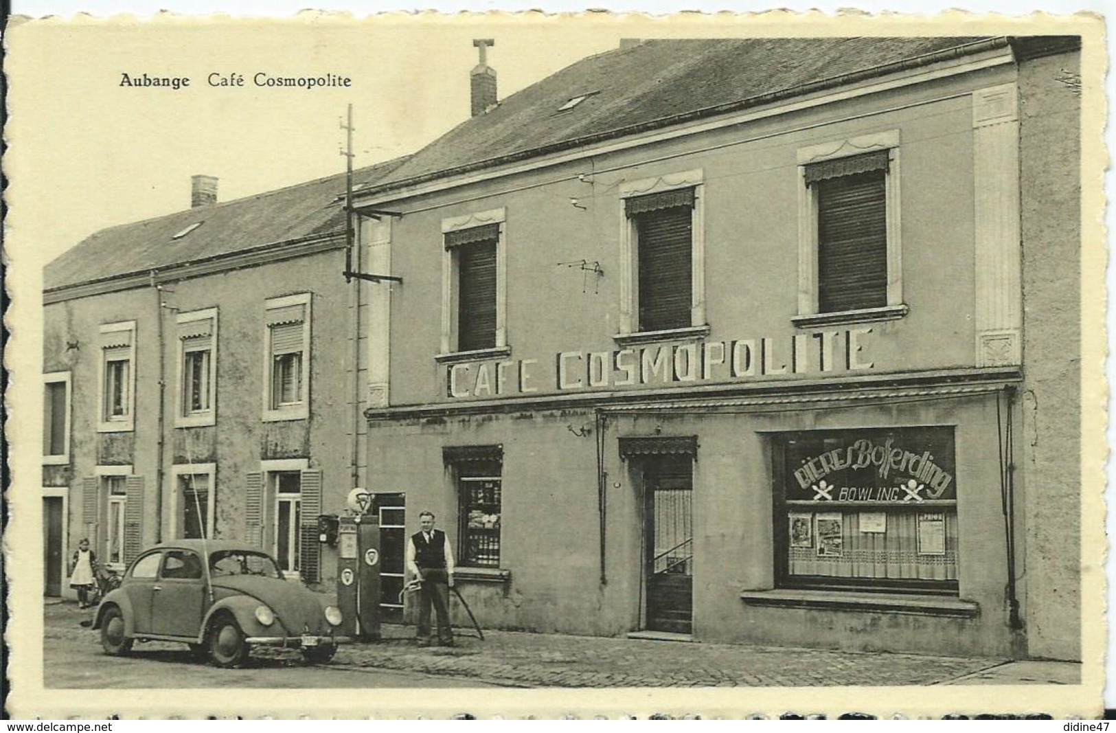 BELGIQUE  - AUBANGE - Café Cosmopolite ( Vieille Voiture , Pompe à Essence ) - Aubange