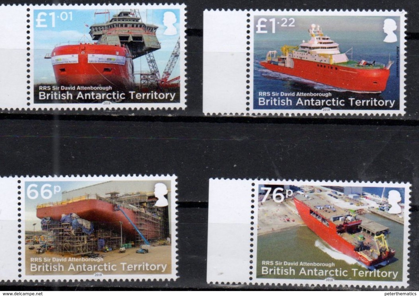 BRITISH ANTARCTIC TERRITORY, BAT,  2018, MNH, SHIPS, SIR DAVID ATTENBOROUGH, 4v - Ships