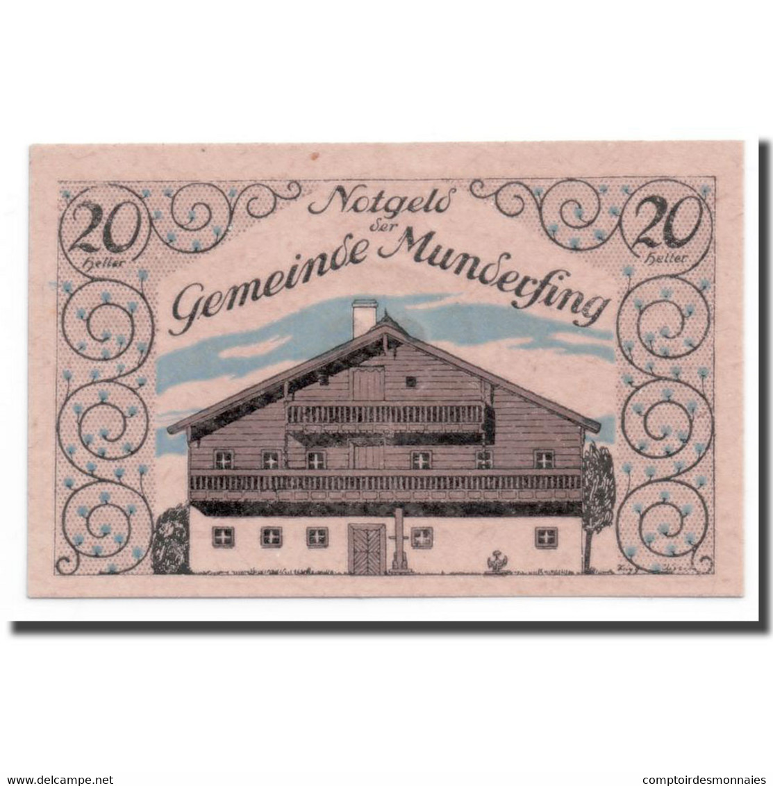 Billet, Autriche, Munderfing, 20 Heller, Maison, SPL, Mehl:633a - Autriche