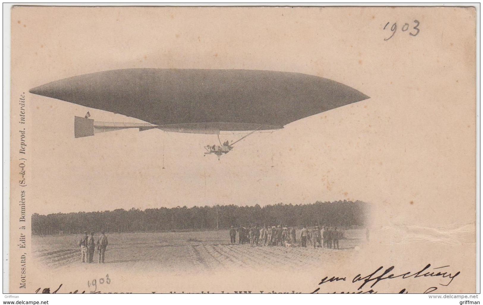 LE DIRIGEABLE DE MM LEBAUDY A MOISSON SEINE ET OISE PRECURSEUR 1903 TBE - Airships