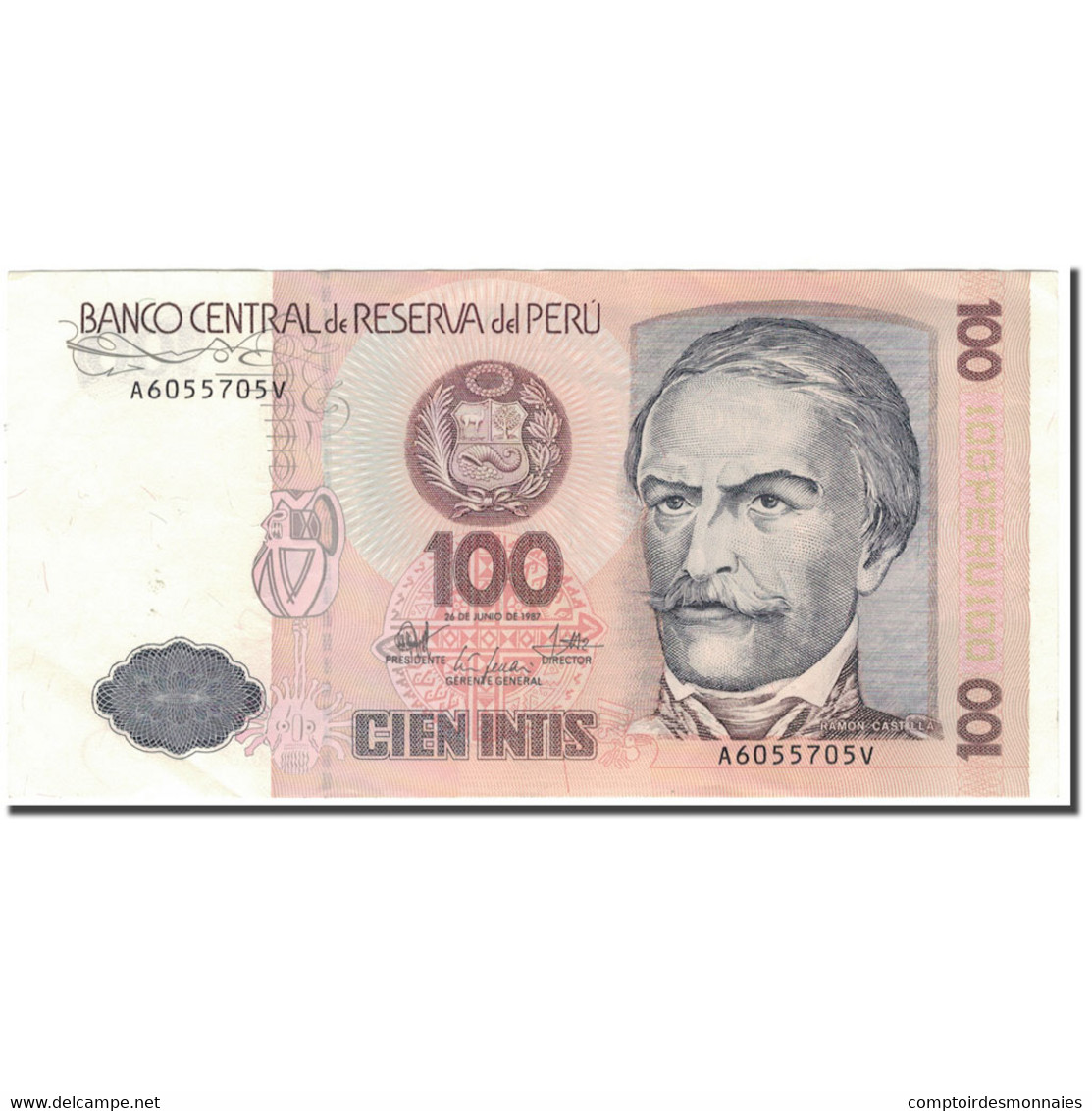 Billet, Pérou, 100 Intis, 1987-06-26, KM:133, TTB - Pérou