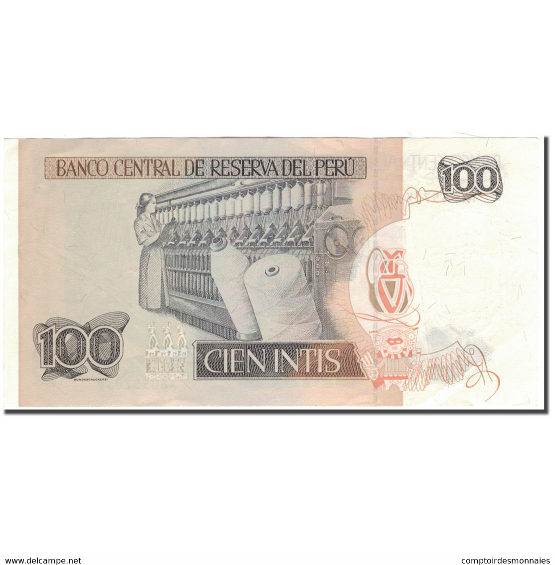 Billet, Pérou, 100 Intis, 1987-06-26, KM:133, TTB - Pérou