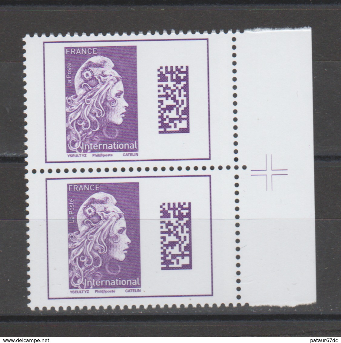 FRANCE / 2019 / Y&T N° 5291 ** : Marianne De Digan (gommée De Feuille) TVP International X 2 BdF D Croix - Neufs ** - Unused Stamps