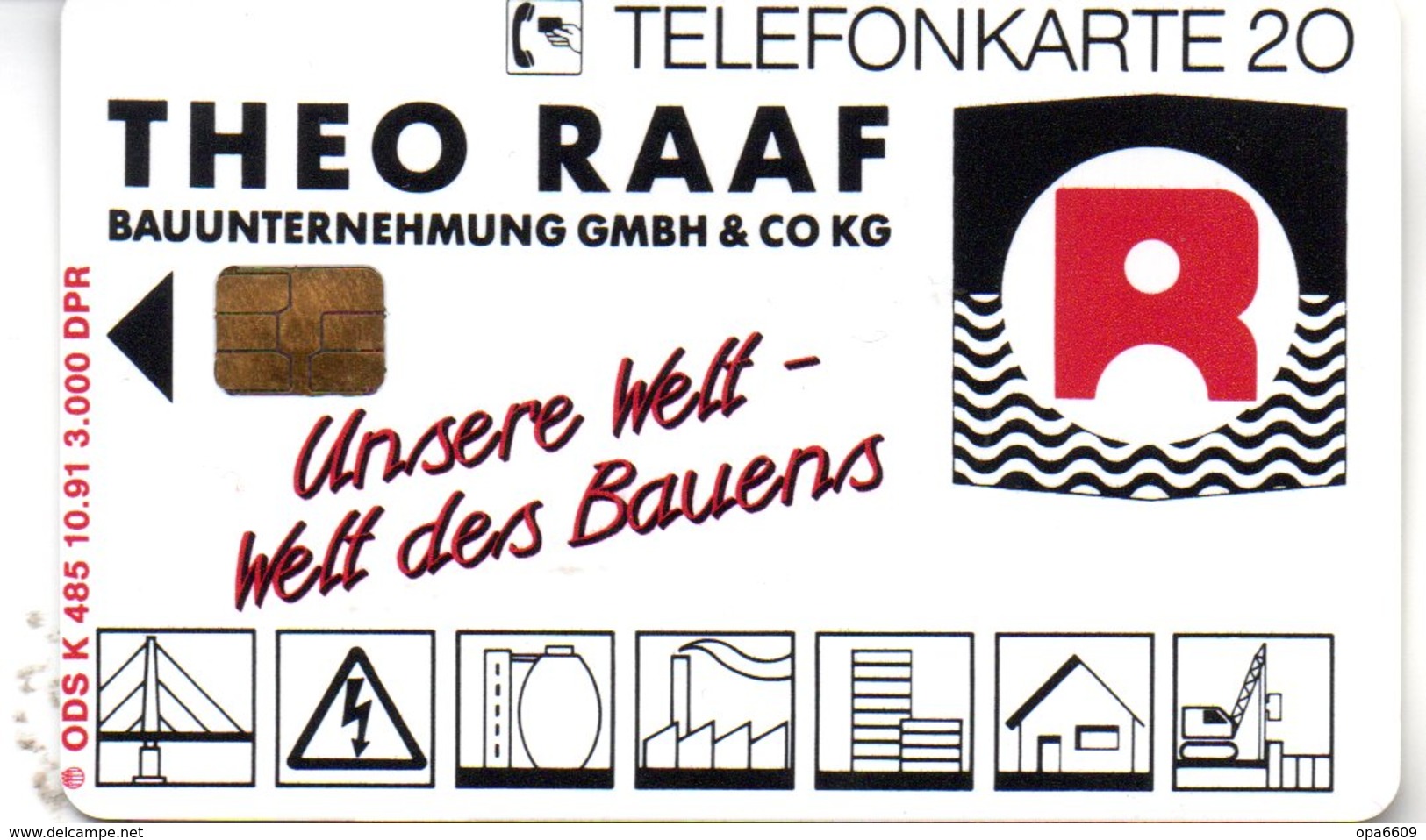 (Gm3) BRD Telefonkarte 1991 (20) Ungebraucht "THEO RAAF Bauunternehmung GMBH KG" - Sonstige & Ohne Zuordnung
