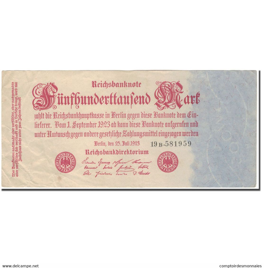 Billet, Allemagne, 500,000 Mark, 1923, KM:92, TTB - 500.000 Mark