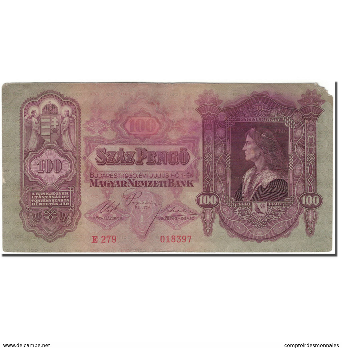 Billet, Hongrie, 100 Pengö, 1930-07-01, KM:98, B - Hongrie