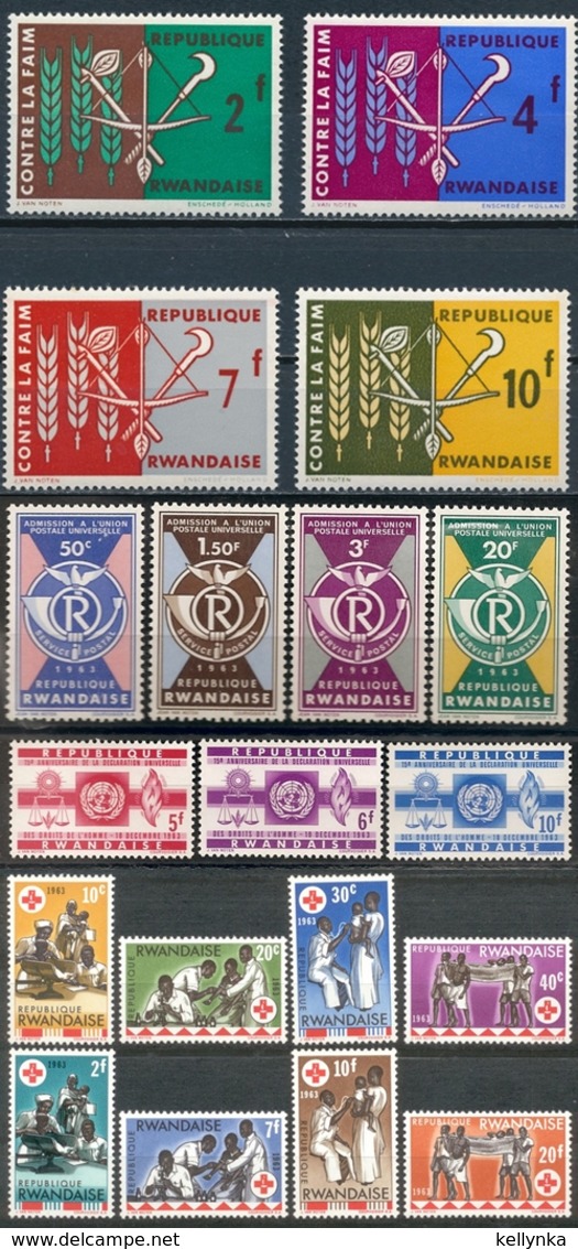 Rwanda - 33/36 + 37/40 + 41/43 + 44/51 - 1963 - MNH - Neufs