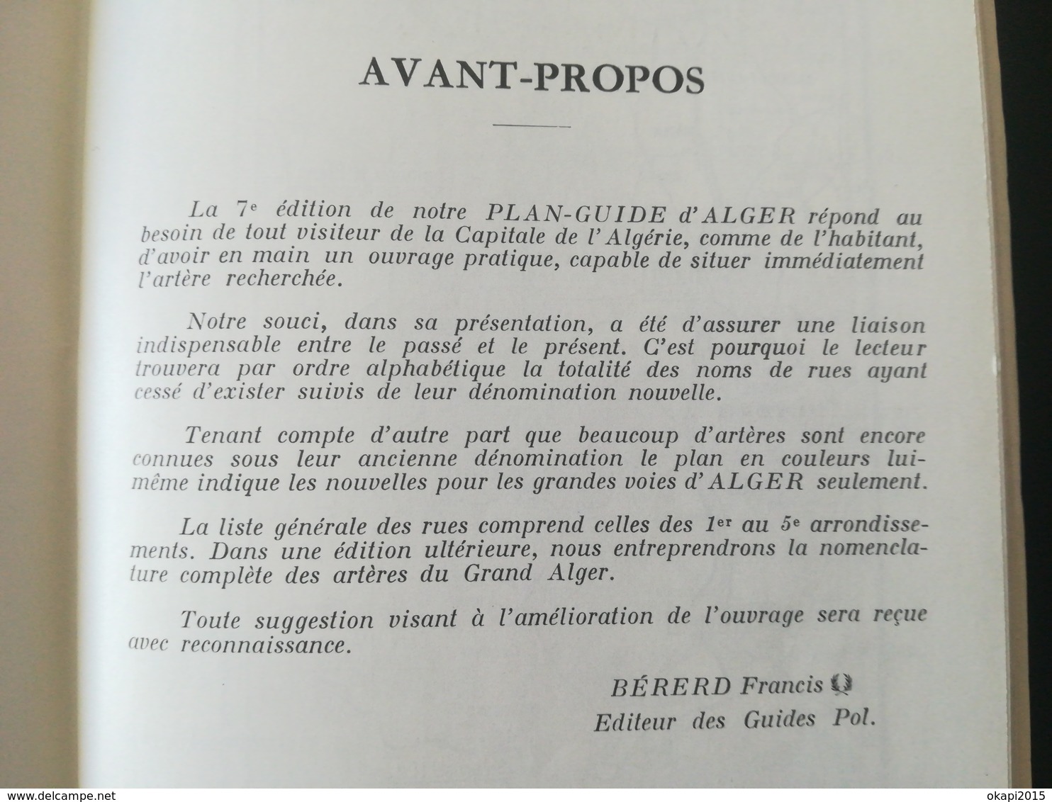 PLAN DE VILLE ALGER ALGÉRIE AFRIQUE du Nord Maghreb cartes carte guide année 1967 ancienne colonie France