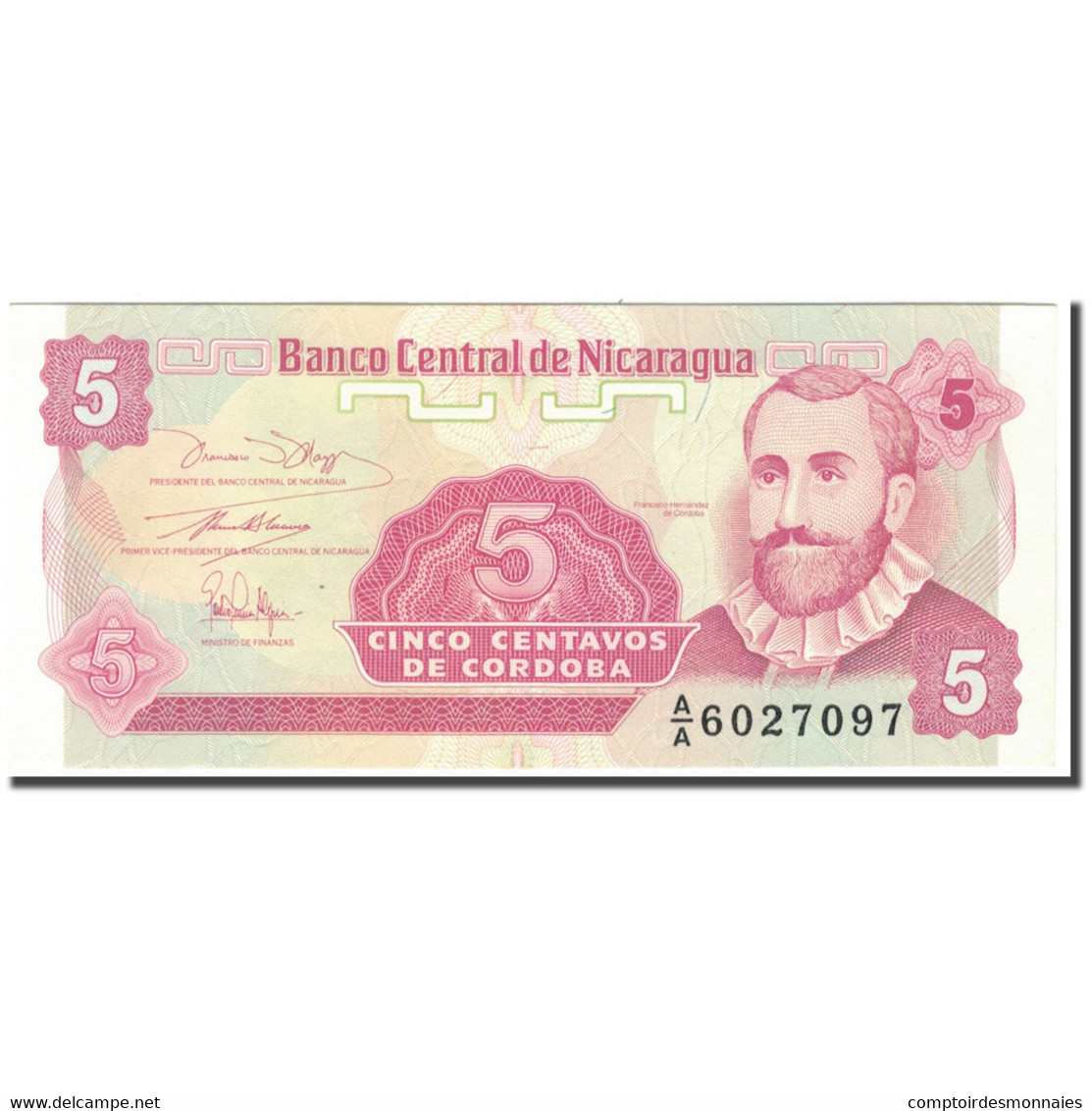 Billet, Nicaragua, 5 Centavos, KM:168a, NEUF - Nicaragua