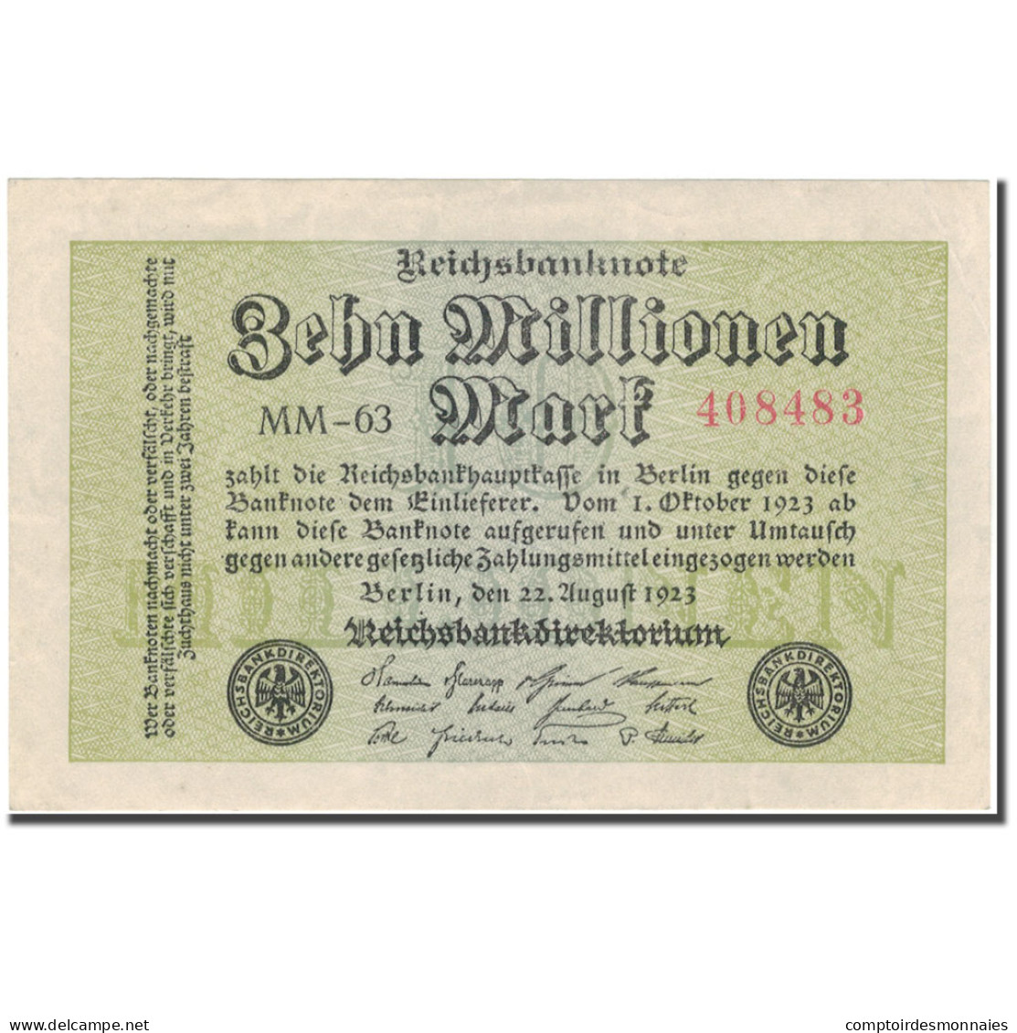 Billet, Allemagne, 10 Millionen Mark, 1923, KM:106d, SUP - 10 Mio. Mark