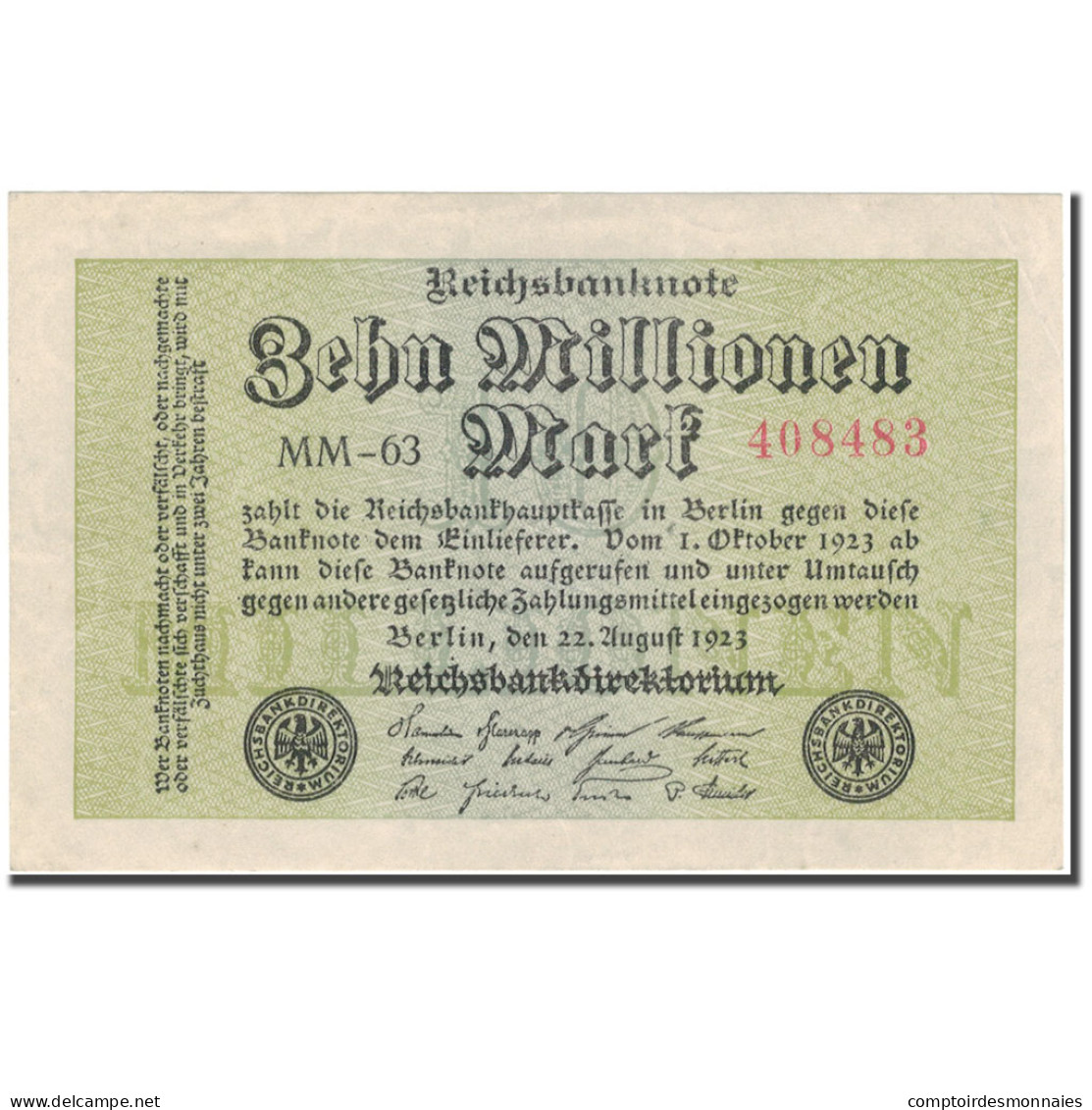 Billet, Allemagne, 10 Millionen Mark, 1923, KM:106d, SUP - 10 Miljoen Mark