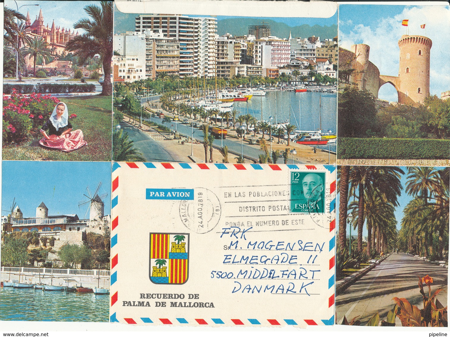 Spain Photoletter Sent To Denmark Recuerdo De Palma De Mallorca 24-8-1978 - Lettres & Documents