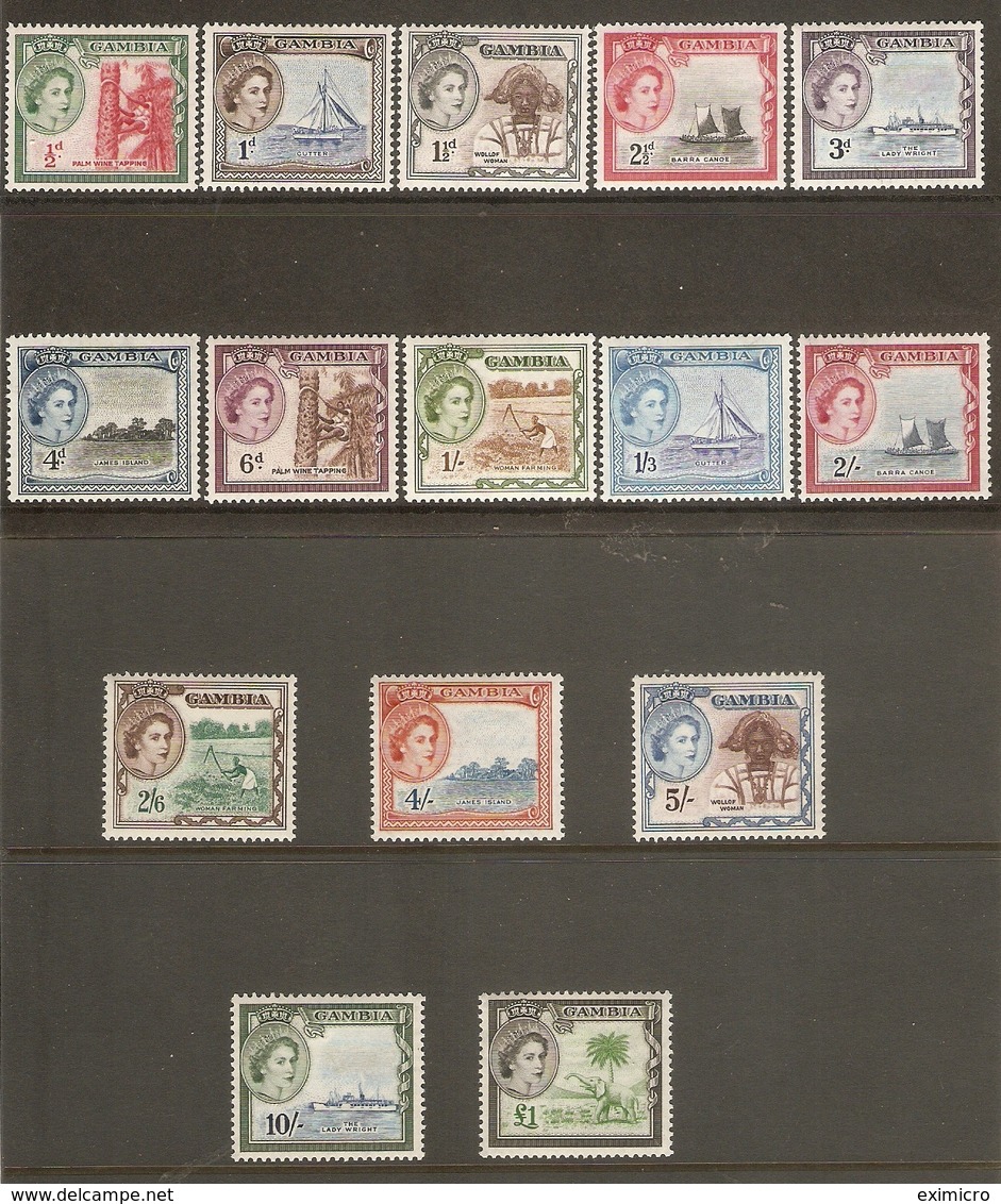 GAMBIA 1953 - 1959 SET SG 171/185 VERY LIGHTLY MOUNTED MINT Cat £110 - Gambia (...-1964)