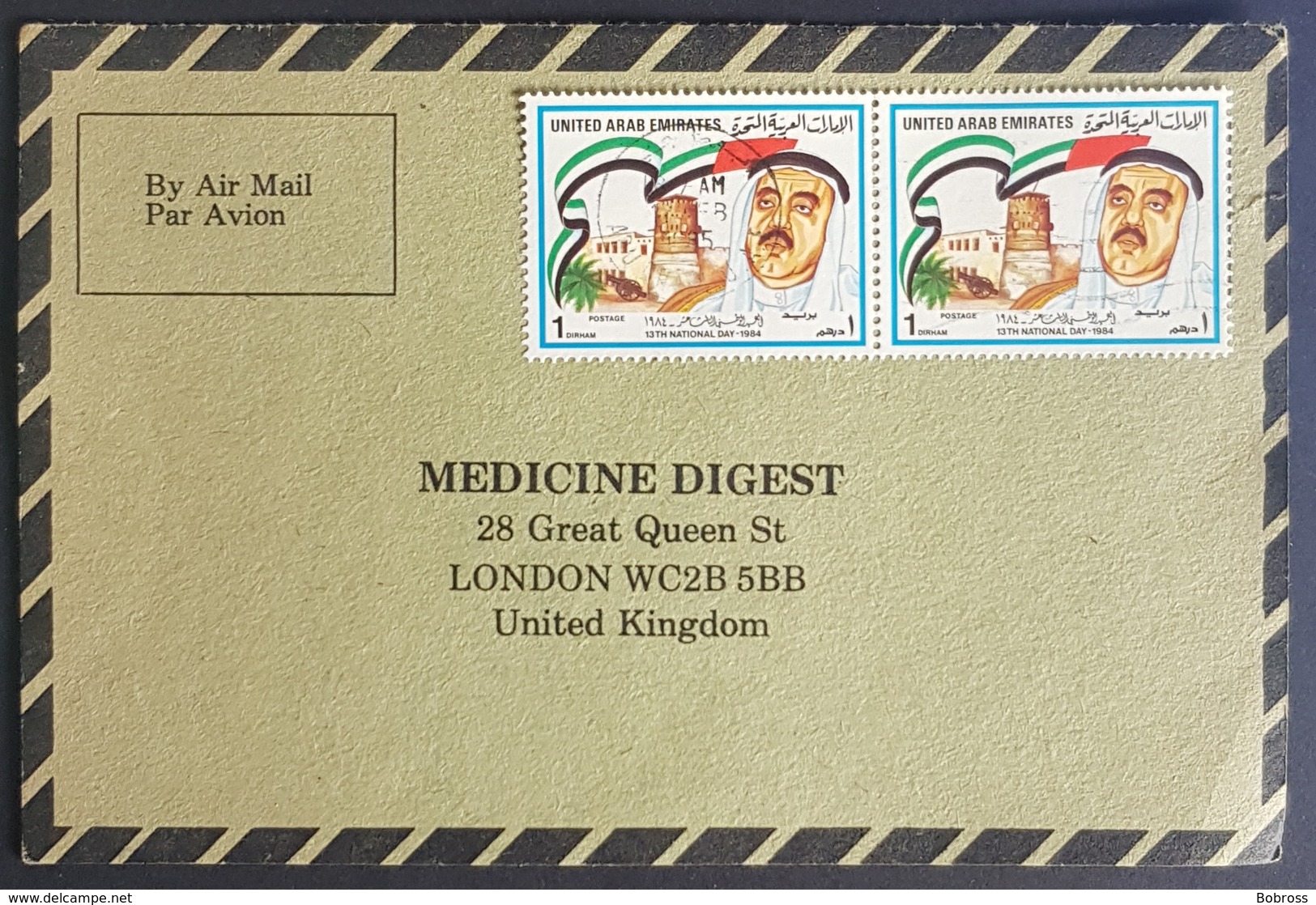 1984, UNITED ARAB EMIRATES, Medicine Digest, Carte Response, Abu Dhabi - London - Abu Dhabi