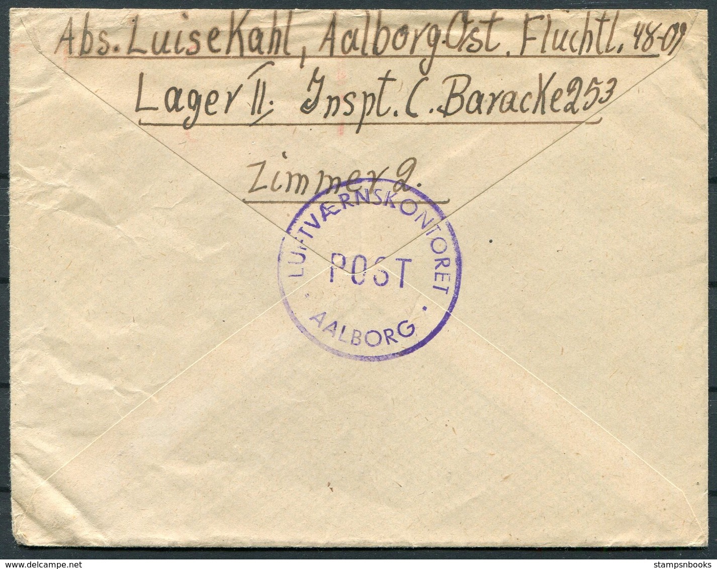 1947 Denmark Aalborg Lager Internment DP Camp Luftvaernskontoret Franking Machine Cover - Bielefeld Germany - Covers & Documents