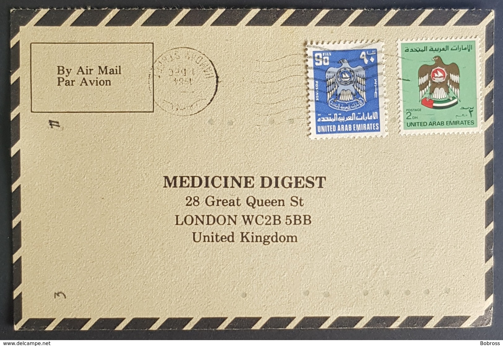 1984, UNITED ARAB EMIRATES, Medicine Digest, Carte Response, Abu Dhabi - London - Abu Dhabi