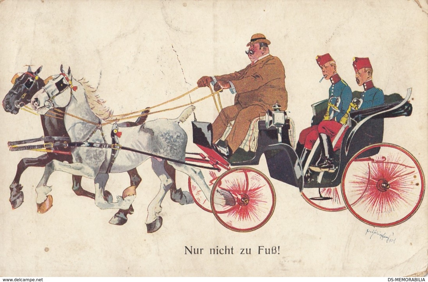 Fritz Schonpflug - Militaria Military - Nur Nicht Zu Fuss ! Horse Carriage - Schoenpflug, Fritz