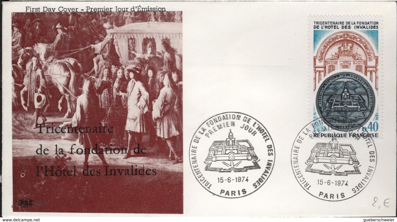 FDC 399 - FRANCE N° 1801 Hôtel Des Invalides Sur FDC 1974 - 1970-1979