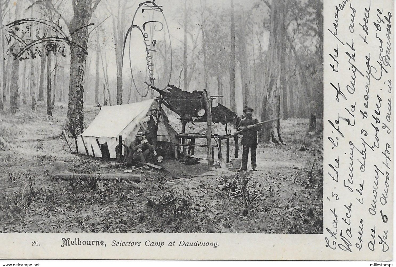 1 Postcard - 1903 - Rare - Melbourne Victoria Australia  Selectors Camp At Daudenong Amp 2 Stamps 20 - Melbourne