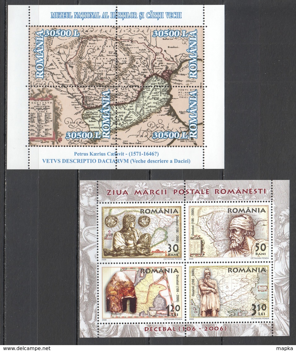 I699 2003,2006 ROMANIA ART MAPS ZIUA MARCII DECEBAL PETRUS KAERIUS CAELAVIT 2KB MNH - Aardrijkskunde