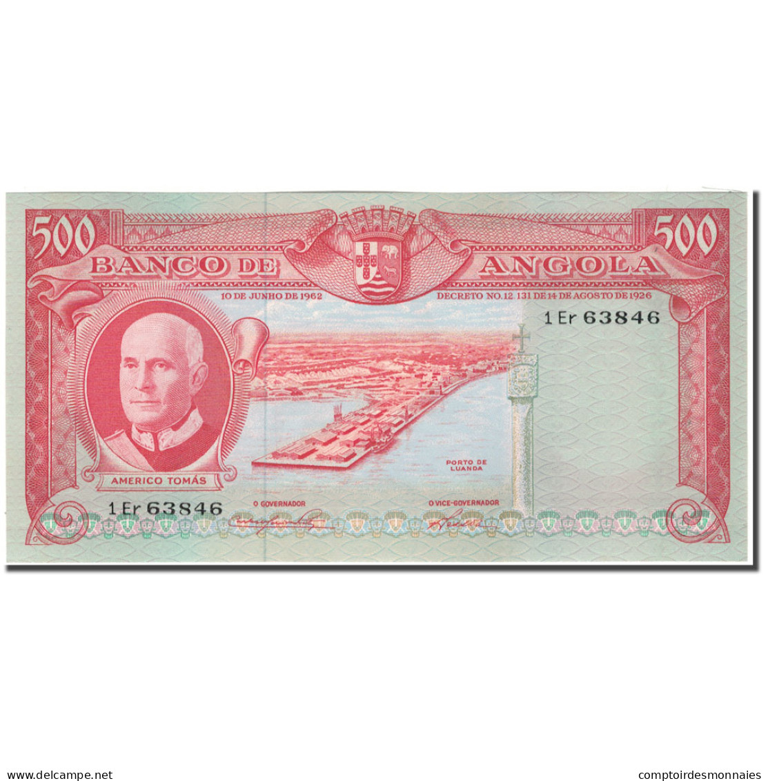 Billet, Angola, 500 Escudos, 1962-06-10, KM:95, NEUF - Angola