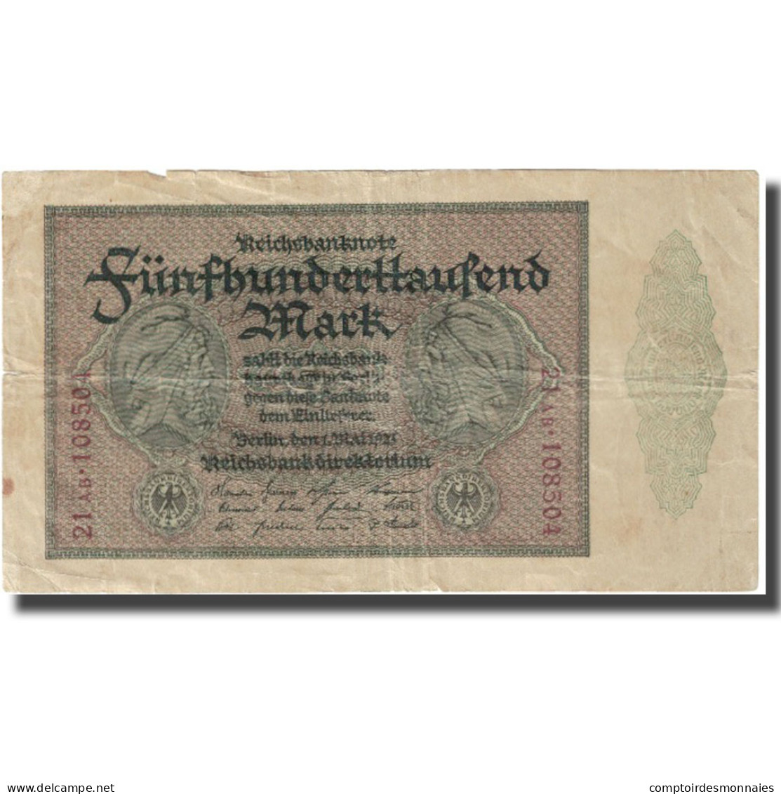 Billet, Allemagne, 500,000 Mark, 1923, 1923-05-01, KM:88b, TTB - 500.000 Mark