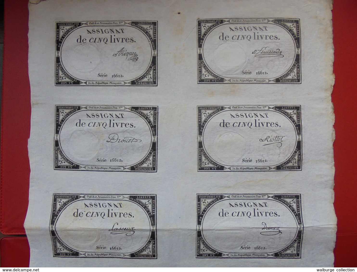 FRANCE PLANCHE N°16612-10 ASSIGNATS De 5 LIVRES-10 SIGNATURES DIFFERENTES - Assignats & Mandats Territoriaux