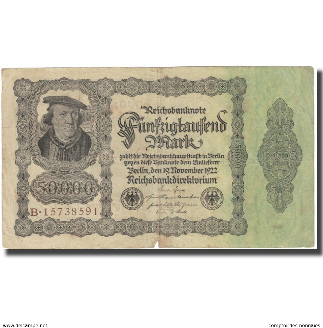 Billet, Allemagne, 50,000 Mark, 1922, 1922-11-19, KM:79, TTB - 50000 Mark