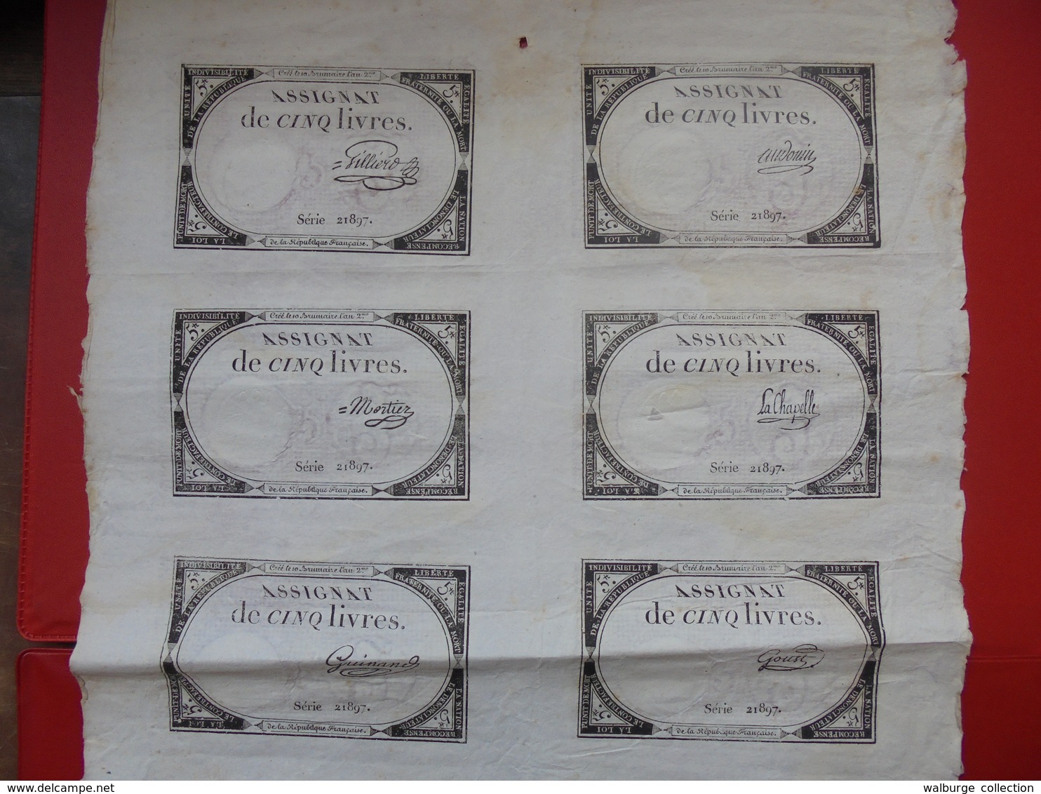 FRANCE PLANCHE N°21897-10 ASSIGNATS De 5 LIVRES-10 SIGNATURES DIFFERENTES - Assignats & Mandats Territoriaux