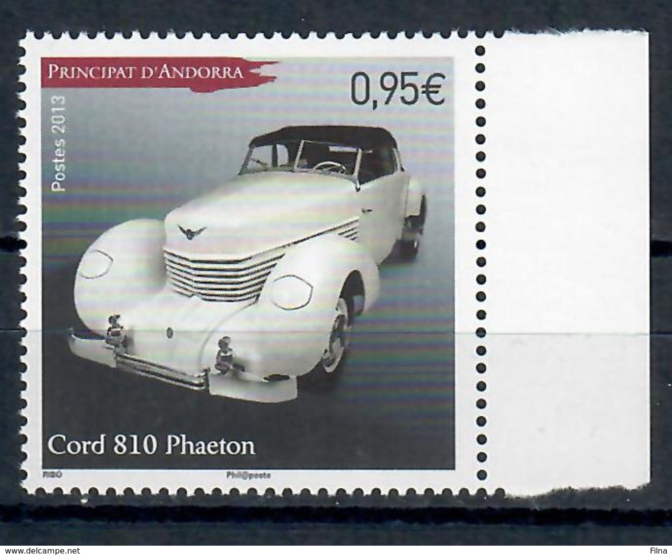 ANDORRA FRANCESE 2013 - AUTOMOBILI STORICHE - MNH ** - Nuovi