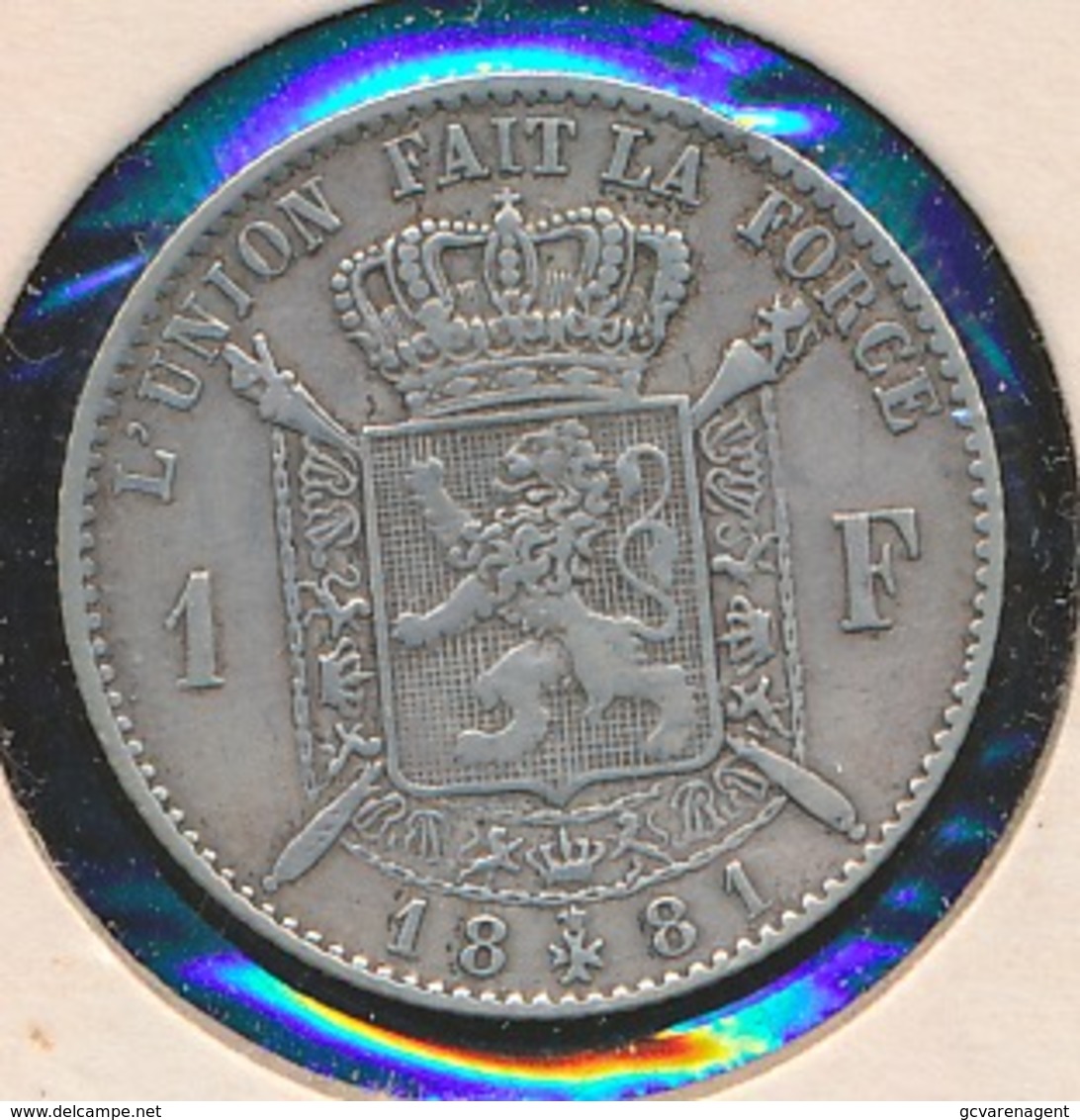 BELGIE LEOPOLD II   1 F 1881  PRACHTIGE STAAT 4 SCANS - 1 Franc