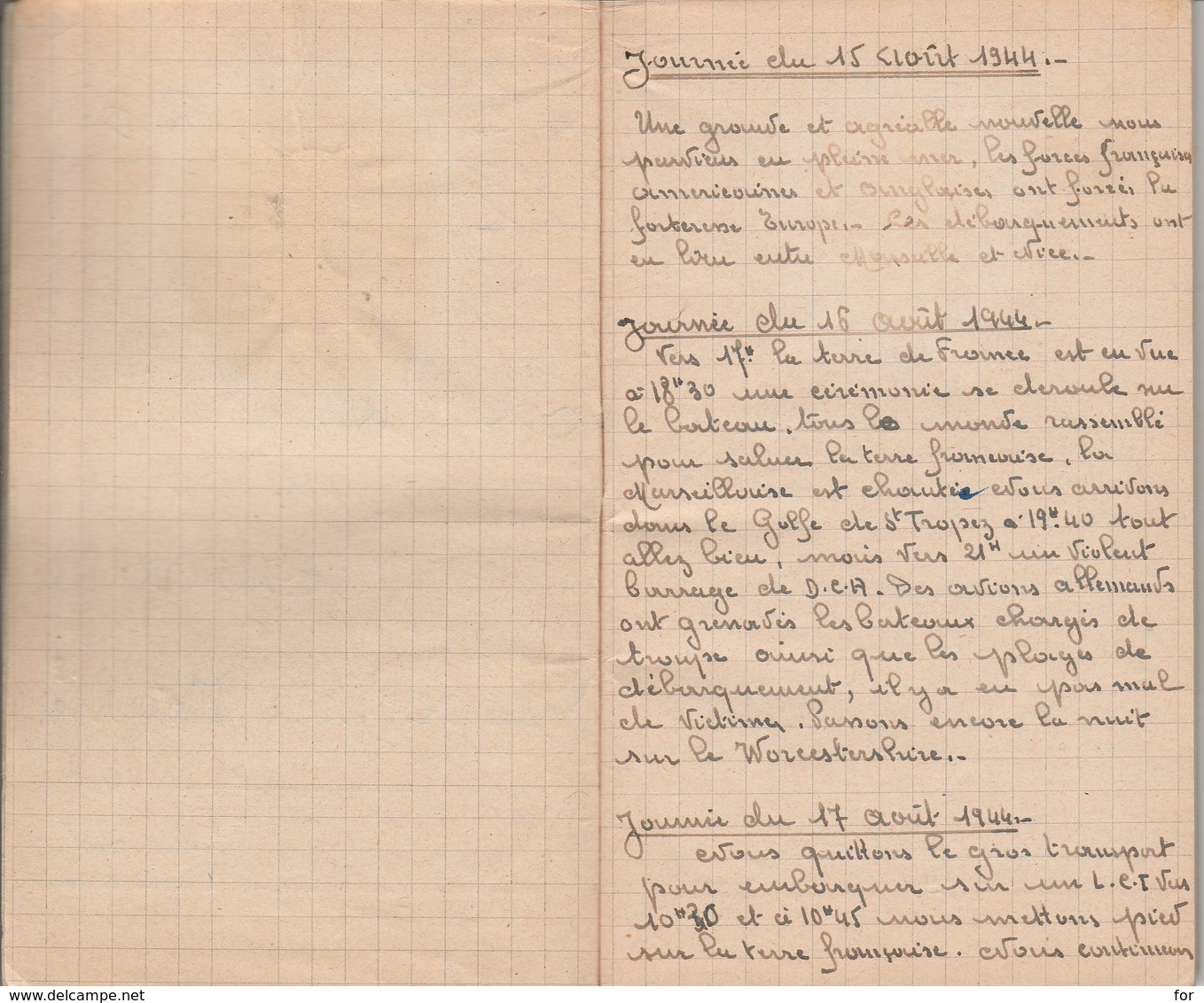 Militaire : Document : JOURNAL De MARCHE Campagne De France : 7. R.T.A. 2é BT. C.B.2 ( Du 15 Aout 1944 Au 28 Mai 1945 ) - Documents