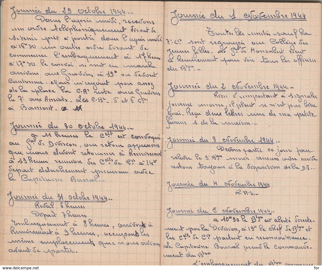 Militaire : Document : JOURNAL De MARCHE Campagne De France : 7. R.T.A. 2é BT. C.B.2 ( Du 15 Aout 1944 Au 28 Mai 1945 ) - Documents