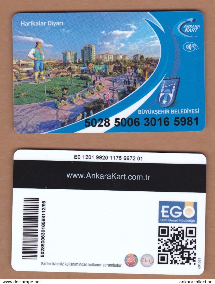 AC - MULTIPLE RIDE METRO, SUBWAY & BUS PLASTIC CARD HARIKALAR DIYARI ANKARA  #4, TURKEY PUBLIC TRANSPORTATION - Other & Unclassified