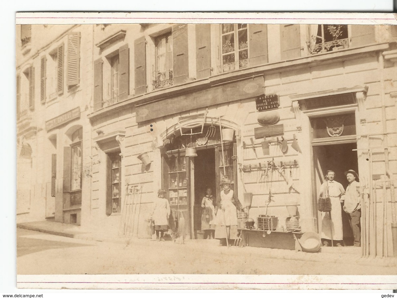 Suisse, Aubonne VD, Epicerie Mercerie Et Bureau De La Feuille D'avis D'Aubonne Photo Sur Carton Format 15x10 Coupée - Lieux