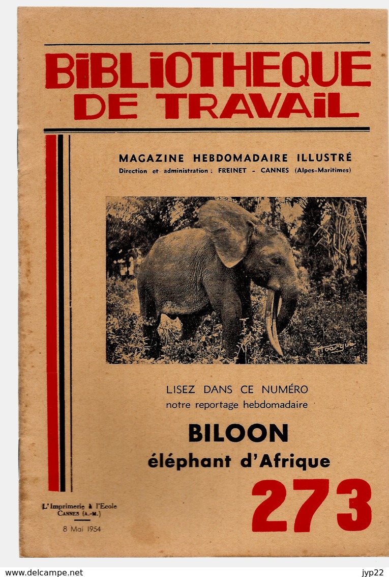 Bibliothèque De Travail 273 8-05-1954 Biloon éléphant D'Afrique - Savane Trompe Serpent Fourmi Pygmée ... - 12-18 Jaar